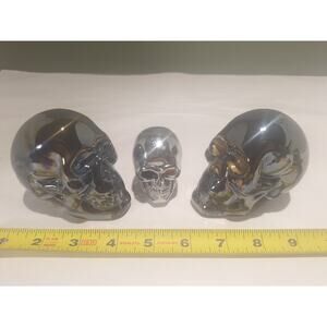 Chrome Skull Decor Set Gothic Biker Garage Decor + Skull Shift Knob